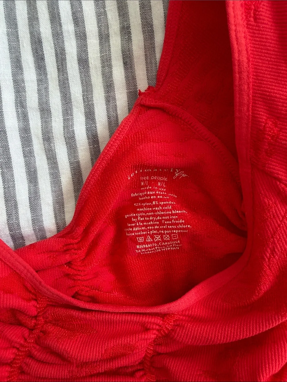 Free People Red Ruched Scoop Neck Crop Top